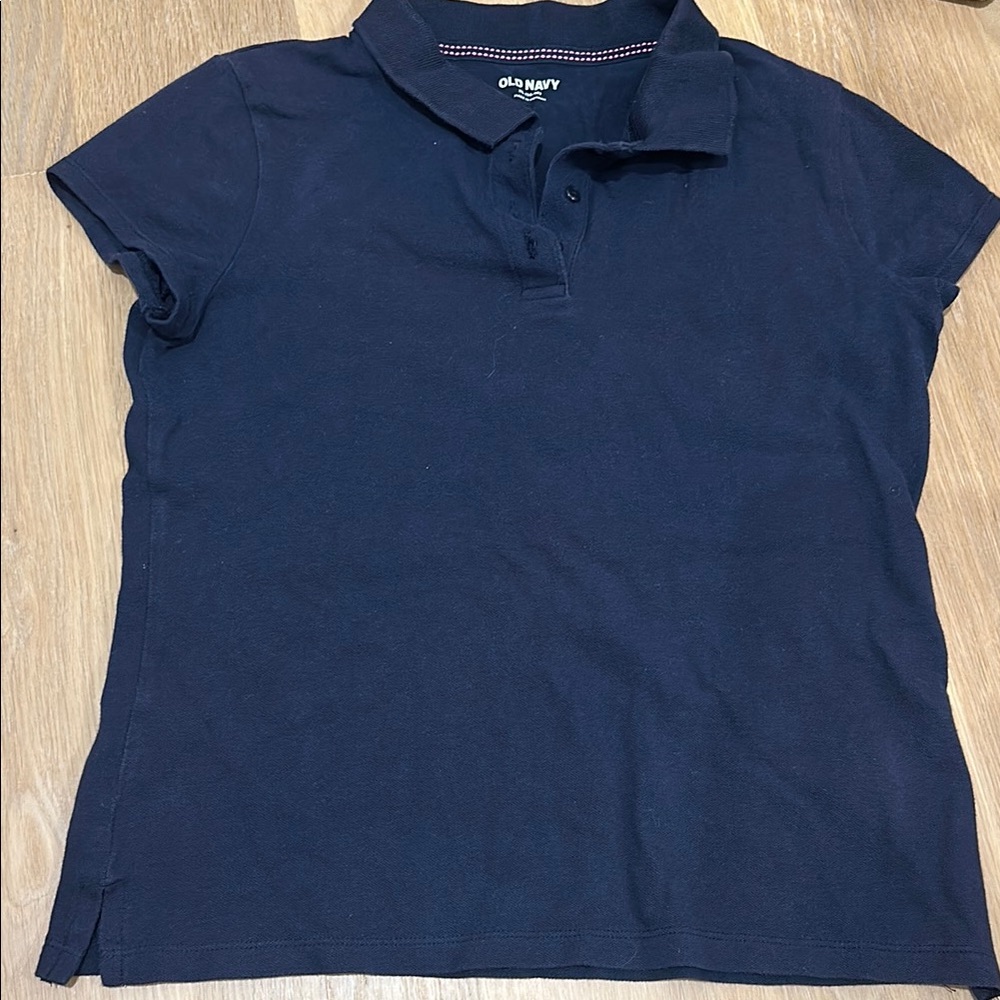 Old Navy Blue Fitted Short Sleeve Polo Shirt